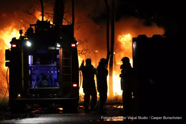 Tractor in brand in Blaricum