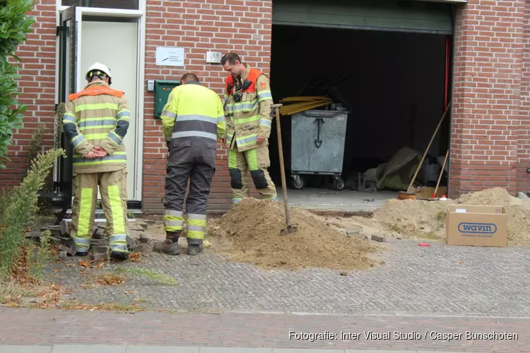 Gaslek in de Botterstraat in Huizen