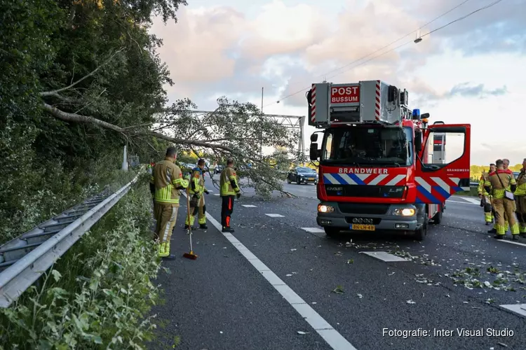 Boom omgevallen op A1 bij Naarden