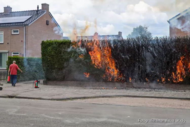Heg in brand in Huizen