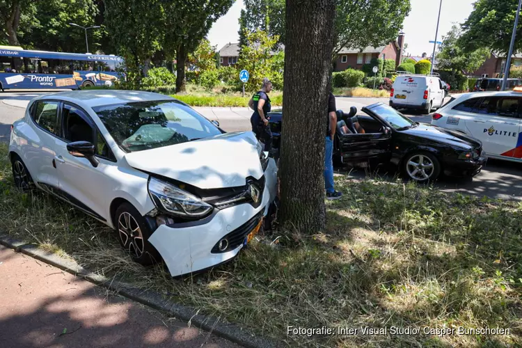 Auto komt tot stilstand tegen boom in Huizen