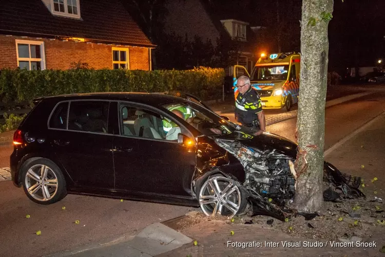 Auto botst met volle vaart tegen boom in Huizen