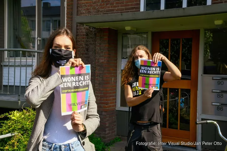 Demonstratie tegen huurverhoging in Hilversum